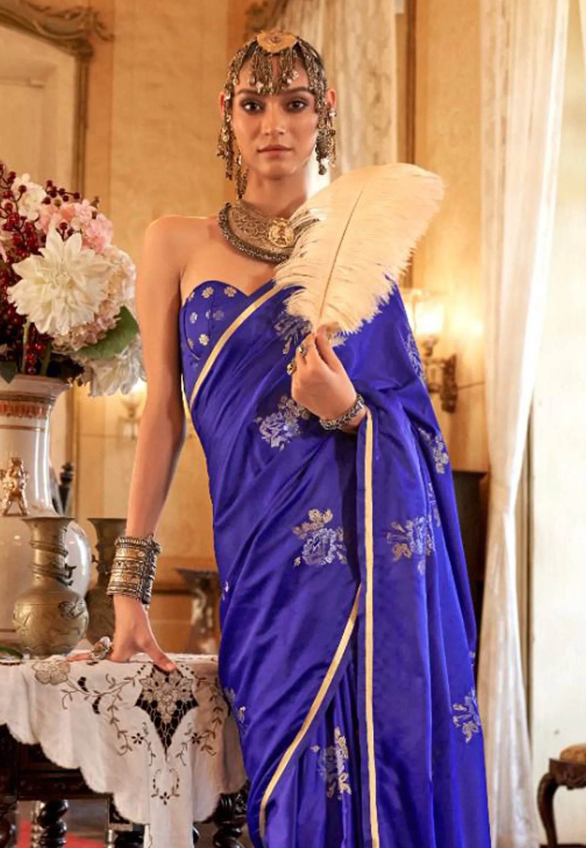 Purple Mashru Silk Saree with Blouse Piece - Adi Akshoy & Co.