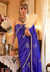 Purple Mashru Silk Saree with Blouse Piece - Adi Akshoy & Co.