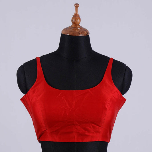 Red Sleeveless Blouse with Round Neck - Adi Akshoy & Co.