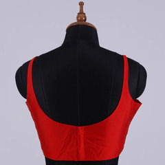 Red Sleeveless Blouse with Round Neck - Adi Akshoy & Co.