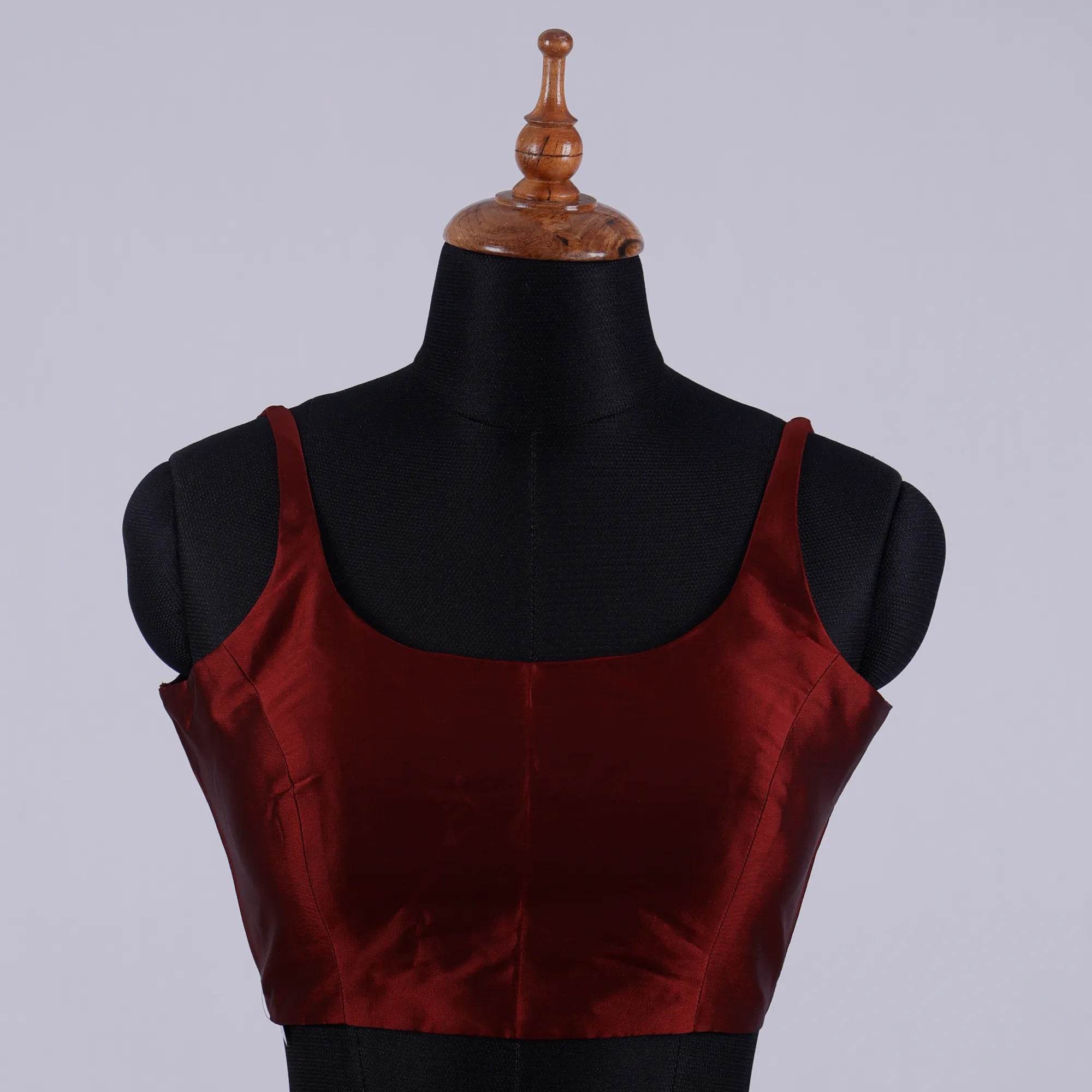 Maroon Sleeveless Blouse with Round Neck - Adi Akshoy & Co.