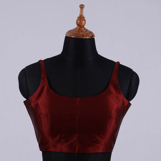 Maroon Sleeveless Blouse with Round Neck - Adi Akshoy & Co.