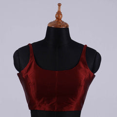 Maroon Sleeveless Blouse with Round Neck - Adi Akshoy & Co.