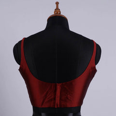 Maroon Sleeveless Blouse with Round Neck - Adi Akshoy & Co.