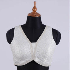 White Sleeveless Bouse with Embroidery with V Neck - Adi Akshoy & Co.