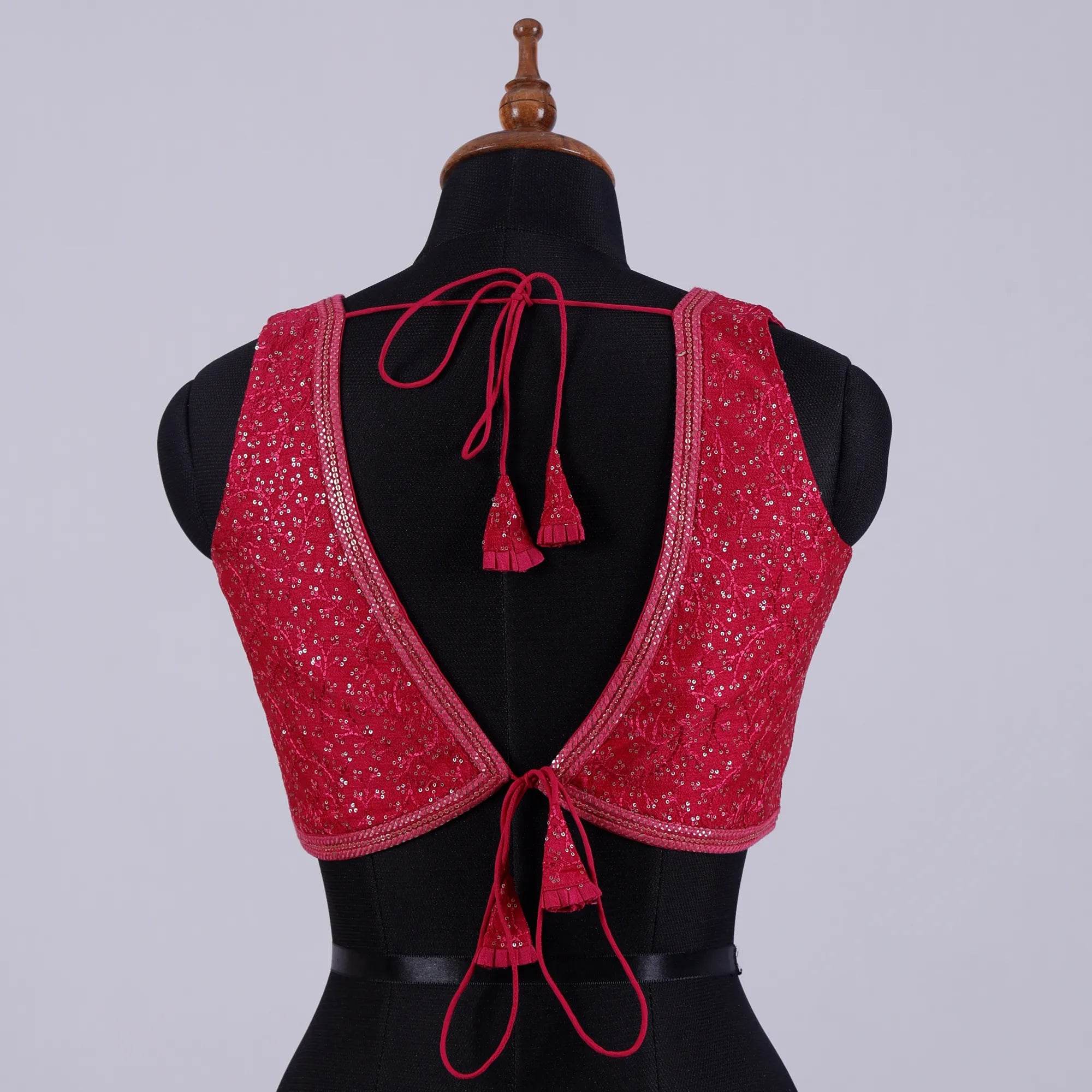 Rani Sleeveless Bouse with Embroidery with V neck - Adi Akshoy & Co.