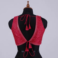 Rani Sleeveless Bouse with Embroidery with V neck - Adi Akshoy & Co.