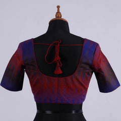 Maroon Ikkat Cotton Blouse with Round Neck - Adi Akshoy & Co.