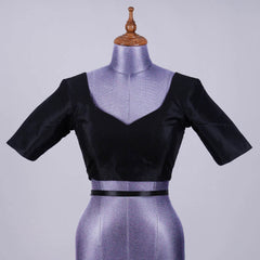 Black Silk Blouse with Sweetheart Neck - Adi Akshoy & Co.