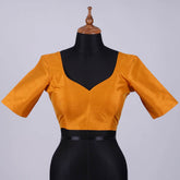 Mustard Silk Blouse with Sweetheat Neck - Adi Akshoy & Co.