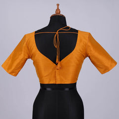 Mustard Silk Blouse with Sweetheat Neck - Adi Akshoy & Co.