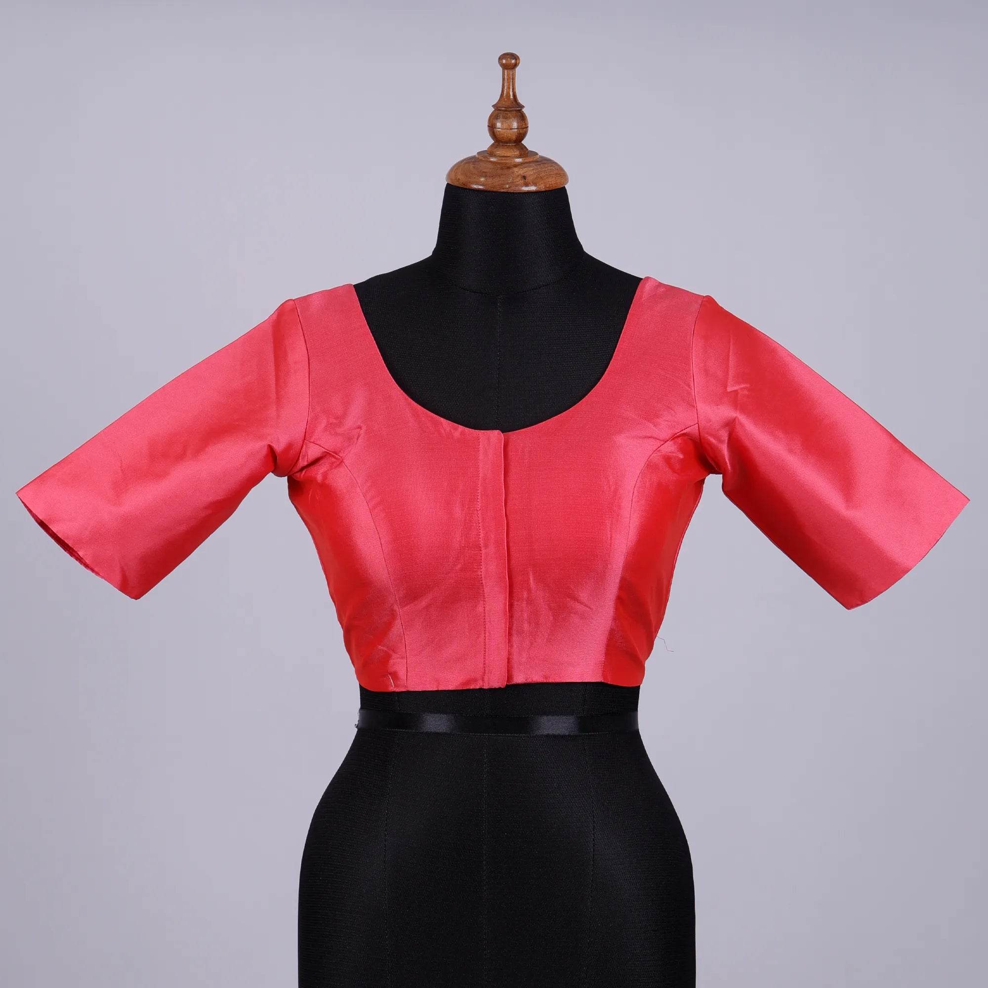 Pink Silk Blouse with Round Neck - Adi Akshoy & Co.