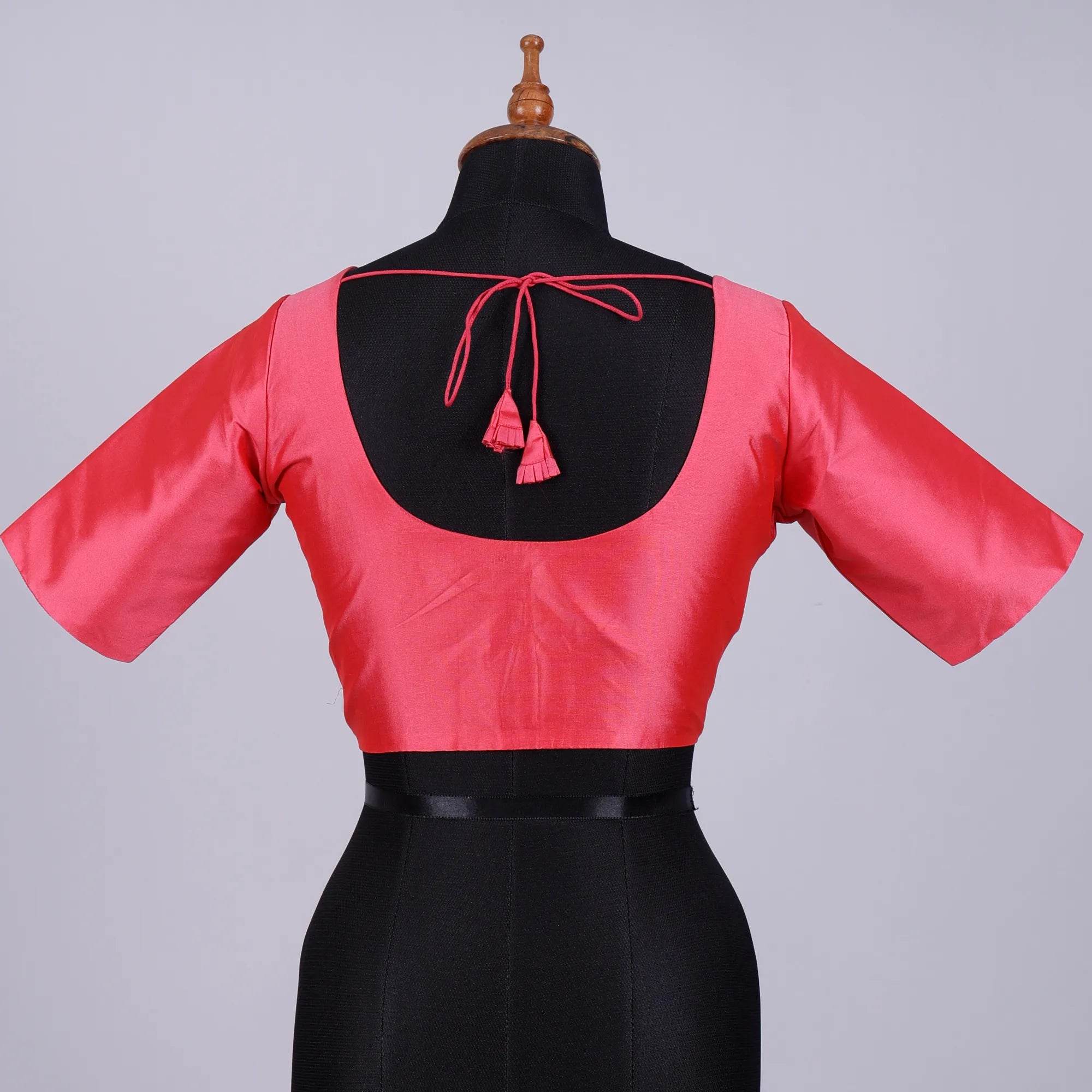 Pink Silk Blouse with Round Neck - Adi Akshoy & Co.
