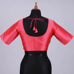 Pink Silk Blouse with Round Neck - Adi Akshoy & Co.