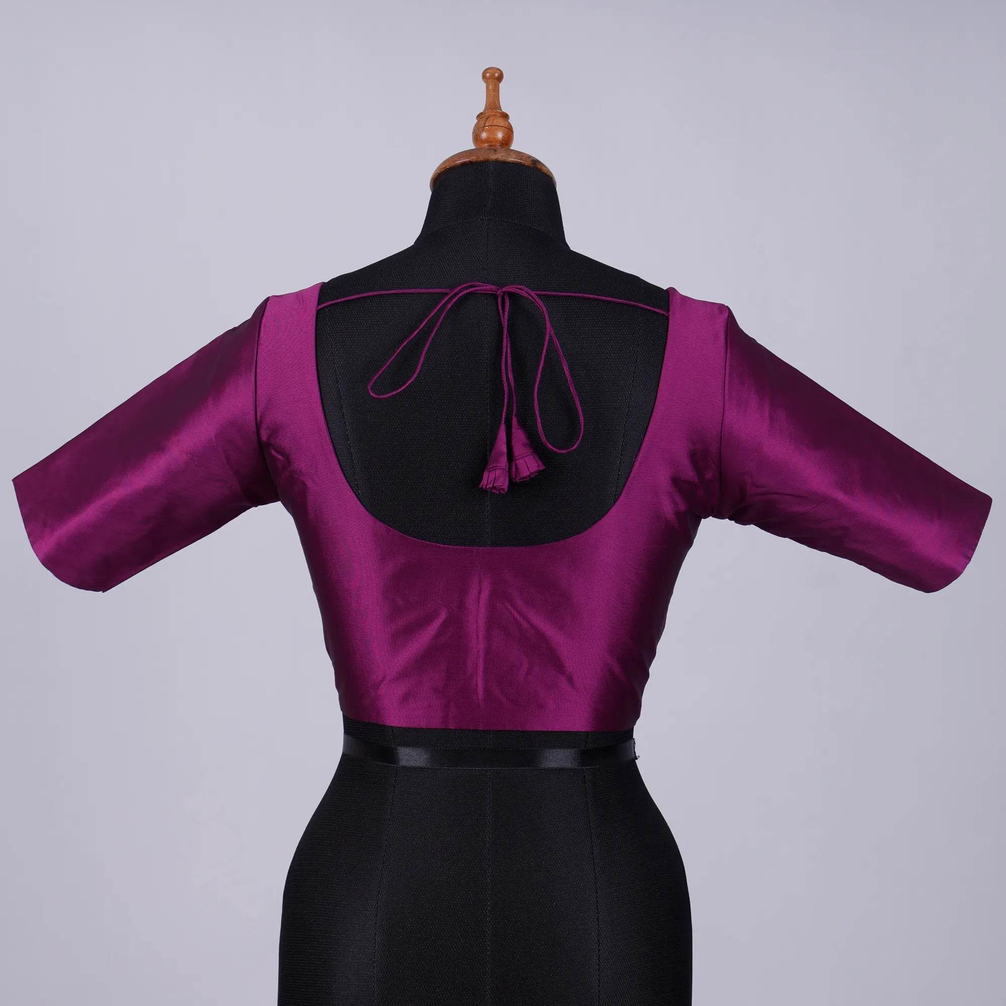 Purple Silk Blouse with Round Neck - Adi Akshoy & Co.