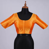 Golden Yellow Silk Blouse with Round Neck - Adi Akshoy & Co.