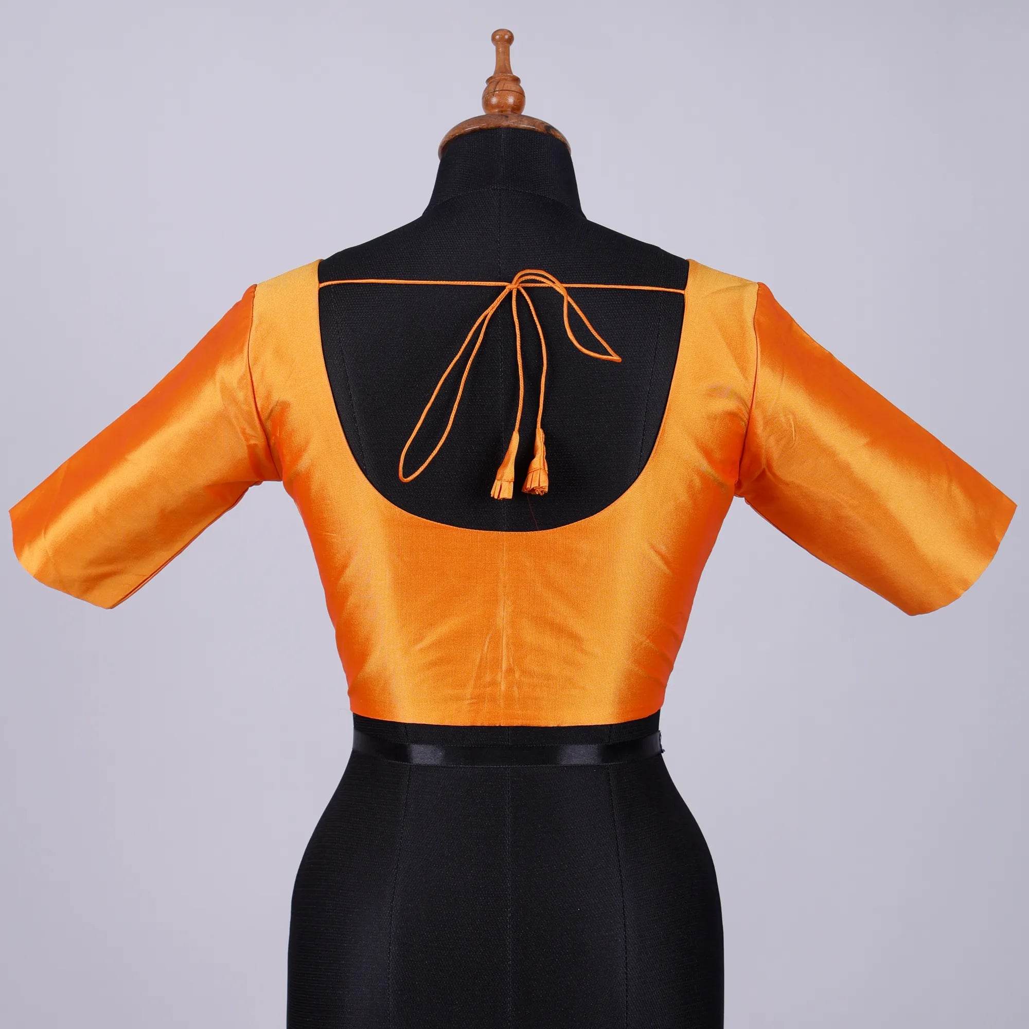 Golden Yellow Silk Blouse with Round Neck - Adi Akshoy & Co.