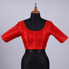 Red Silk Blouse with Round Neck - Adi Akshoy & Co.