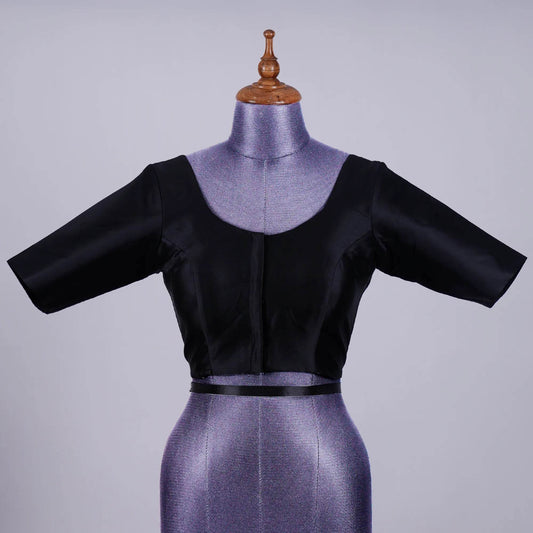 Black Silk Blouse with Round Neck - Adi Akshoy & Co.