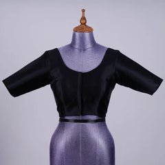 Black Silk Blouse with Round Neck - Adi Akshoy & Co.