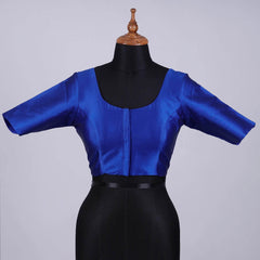 Royal Blue Silk Blouse with Round Neck - Adi Akshoy & Co.