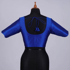 Royal Blue Silk Blouse with Round Neck - Adi Akshoy & Co.