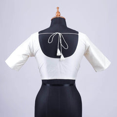 White Silk Blouse with Round Neck - Adi Akshoy & Co.