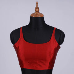 Reddish Maroon Sleeveless Blouse with Round Neck - Adi Akshoy & Co.