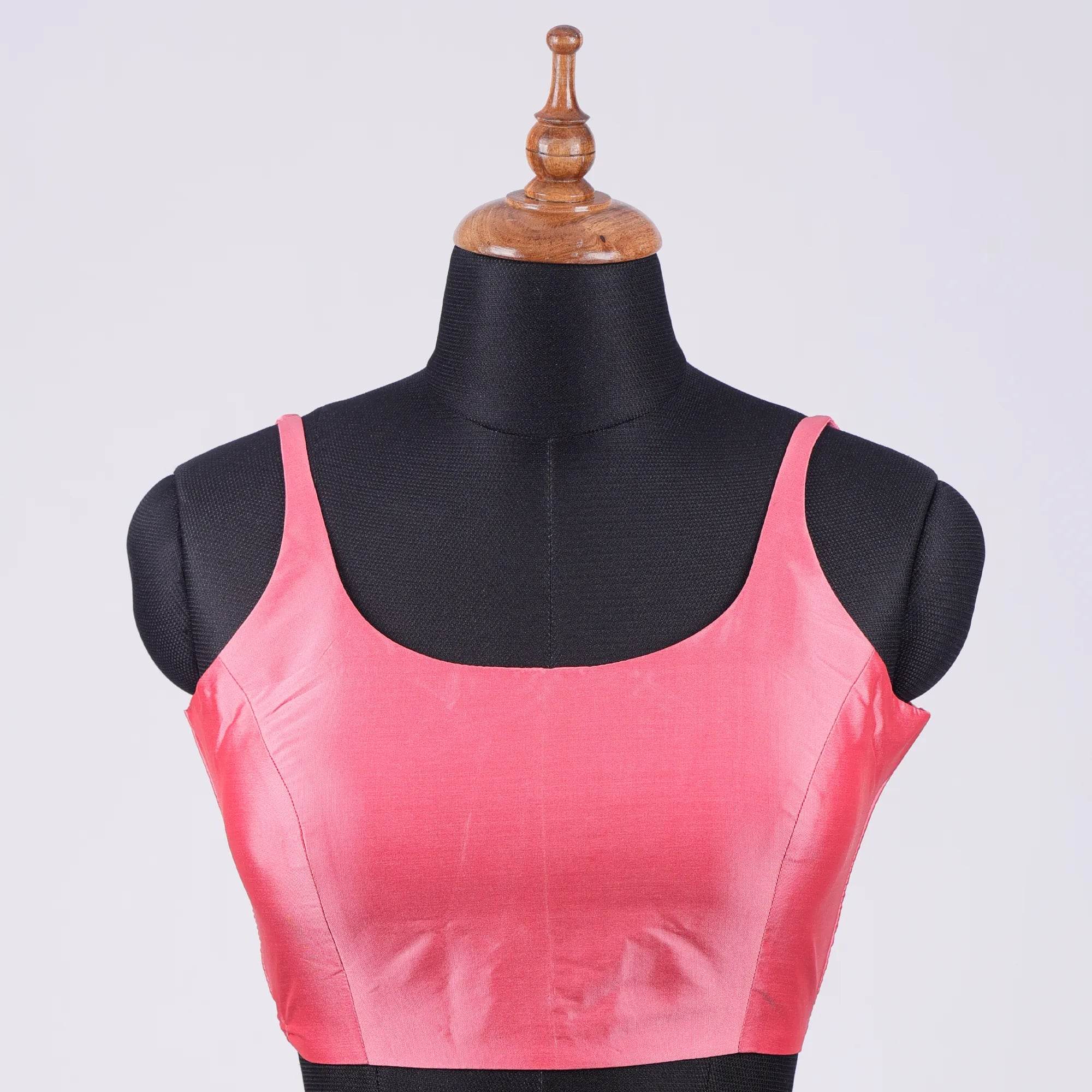 Pink Sleeveless Blouse with Round Neck - Adi Akshoy & Co.
