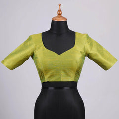 Neon Green Silk Blouse with Sweetheart Neck - Adi Akshoy & Co.