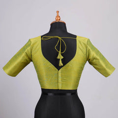 Neon Green Silk Blouse with Sweetheart Neck - Adi Akshoy & Co.