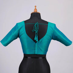 Cross Blue Silk Blouse with Sweetheart Neck - Adi Akshoy & Co.