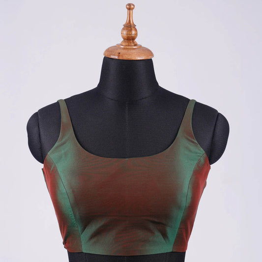 Cross Green Sleeveless Blouse with Round Neck - Adi Akshoy & Co.