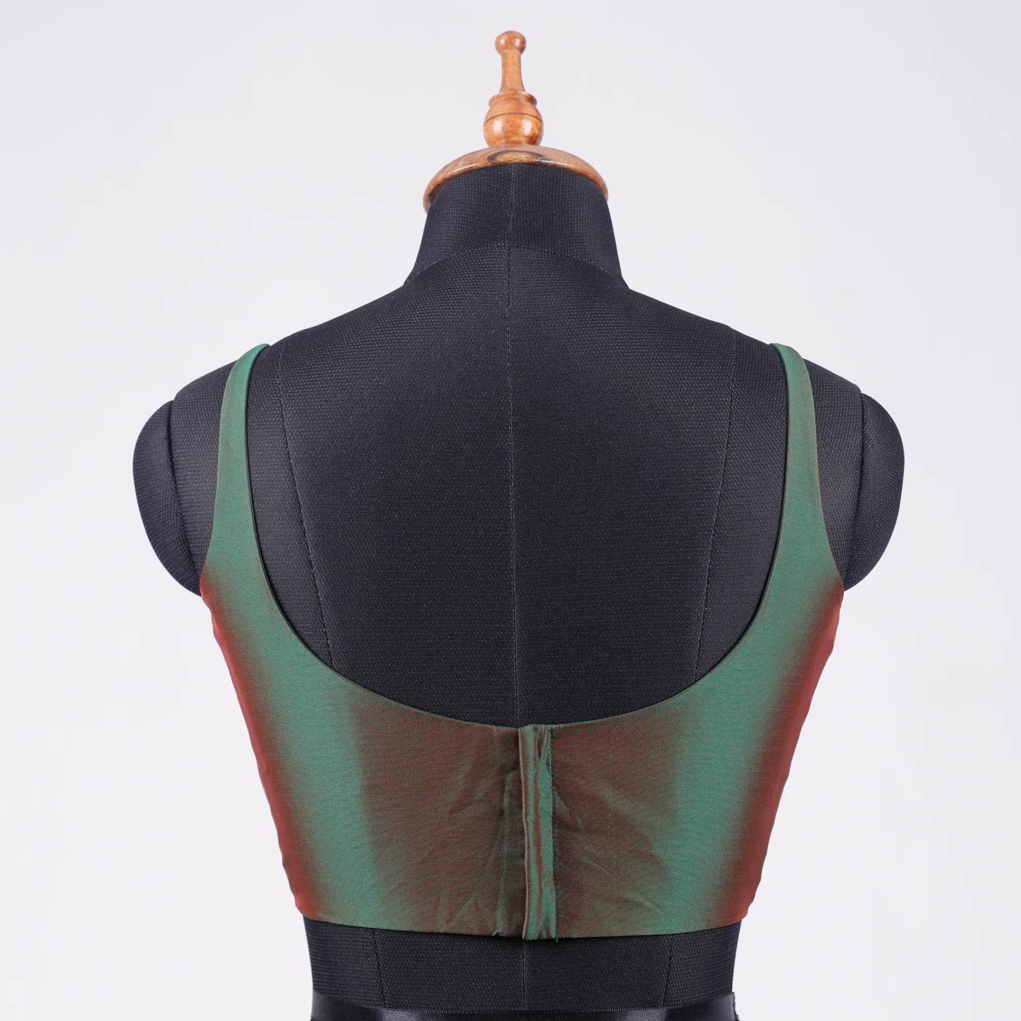 Cross Green Sleeveless Blouse with Round Neck - Adi Akshoy & Co.