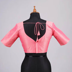 Pink Silk Blouse with Sweetheart Neck - Adi Akshoy & Co.