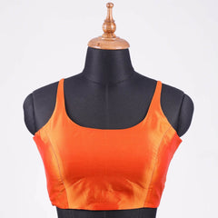 Orange Sleeveless Blouse with Round Neck - Adi Akshoy & Co.