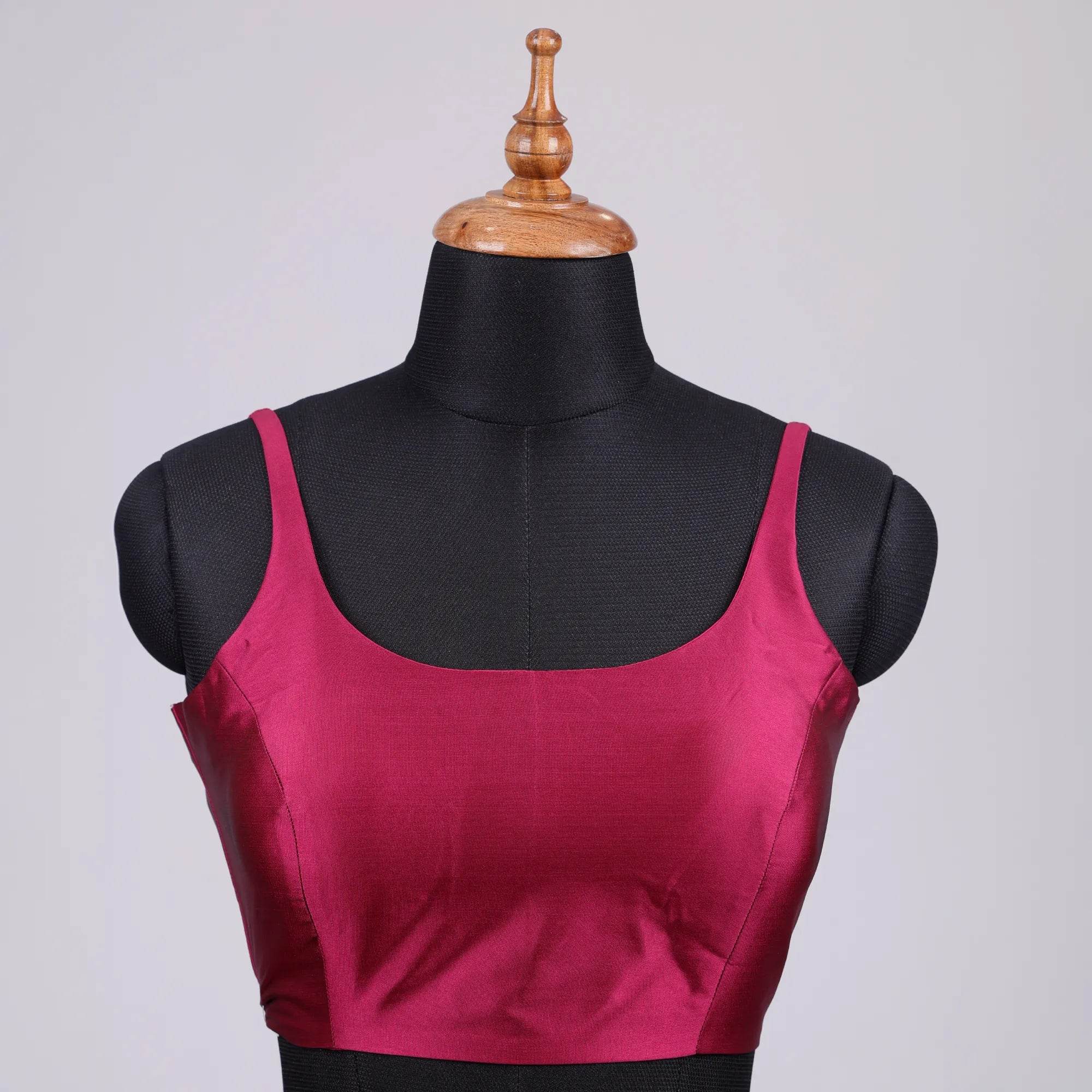 Magenta sleeveless Blouse with Round Neck - Adi Akshoy & Co.