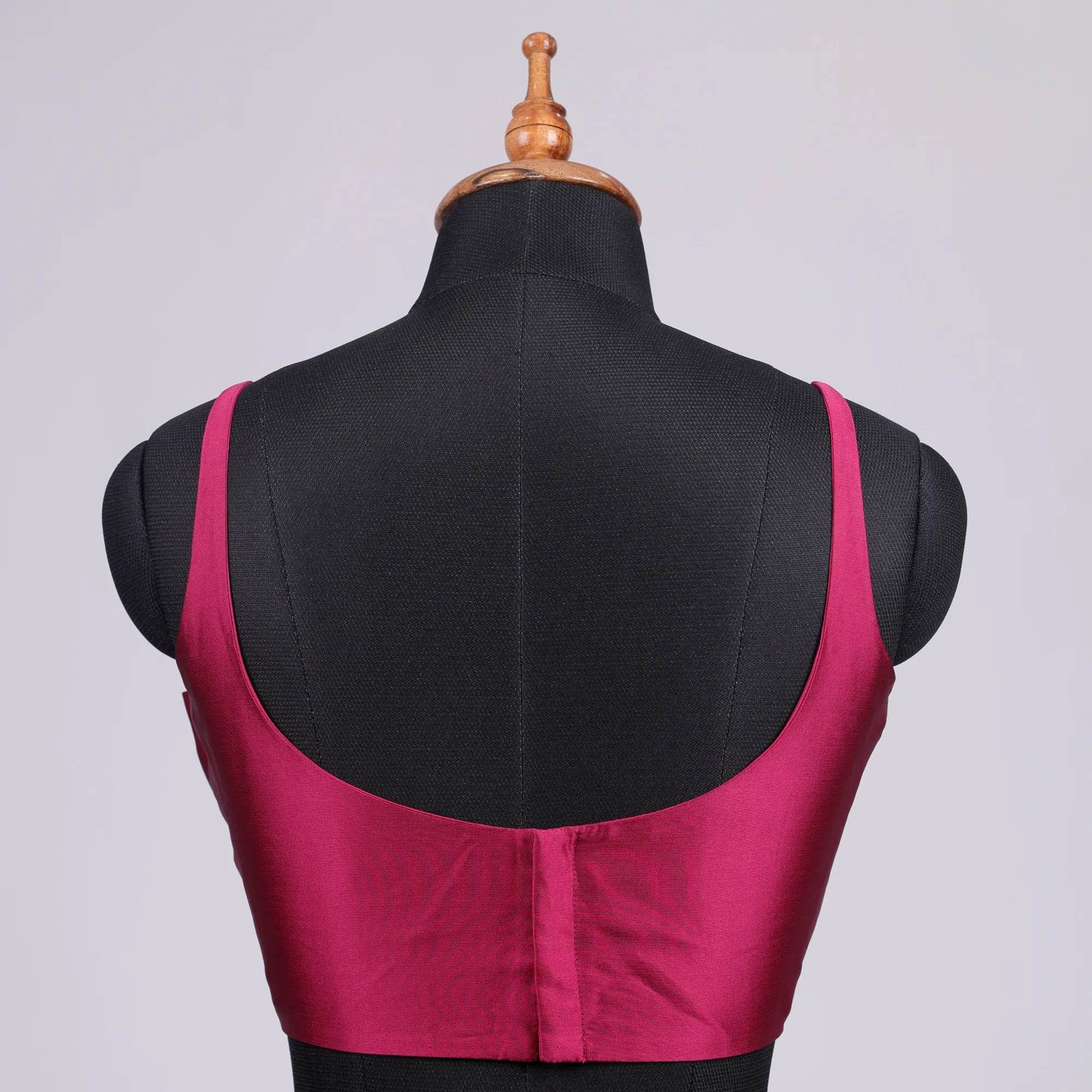 Magenta sleeveless Blouse with Round Neck - Adi Akshoy & Co.