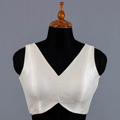White Sleeveless Blouse with V-Neck - Adi Akshoy & Co.