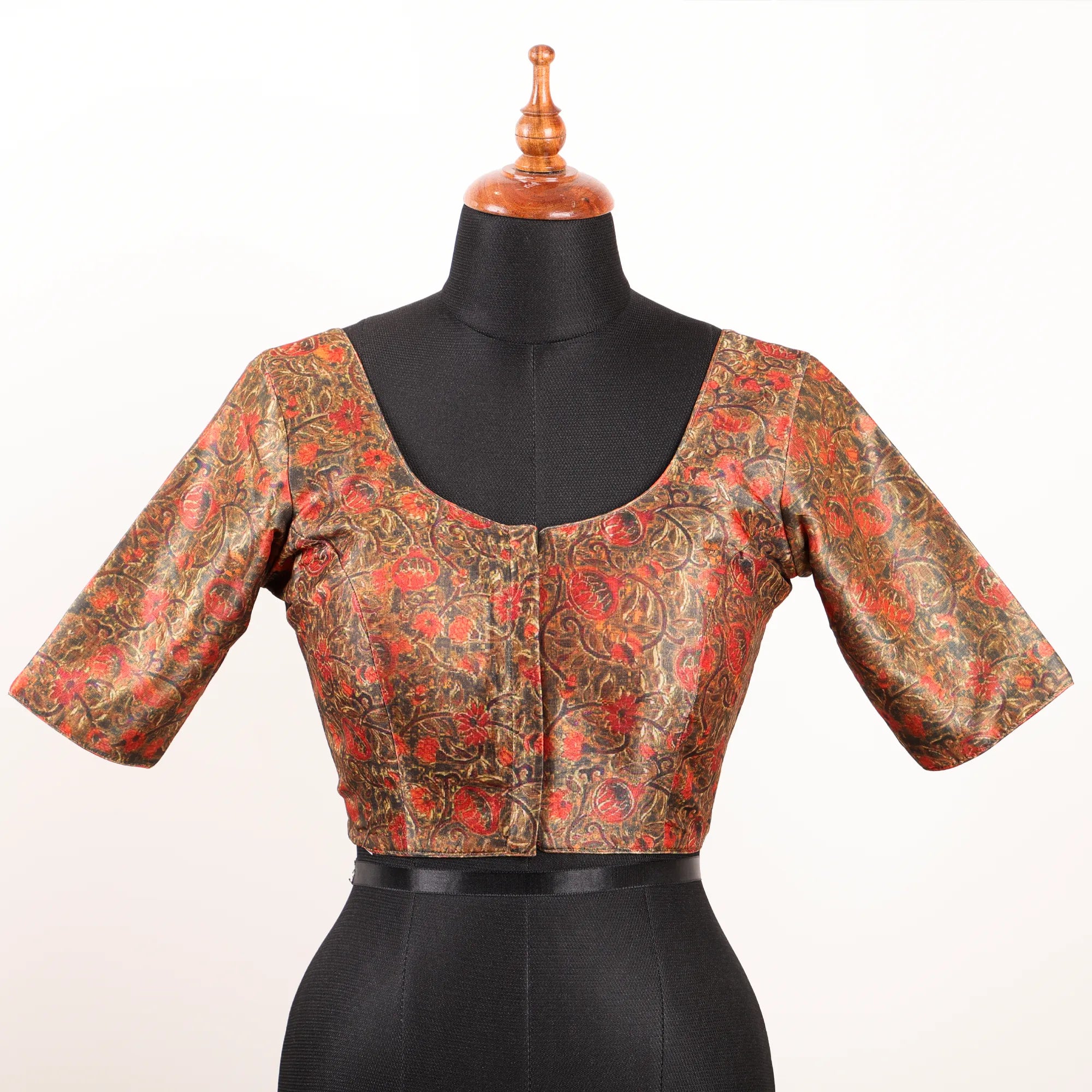 Multi Colour Silk Blouse with Round Neck - Akshayi
