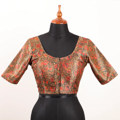 Multi Colour Silk Blouse with Round Neck - Akshayi