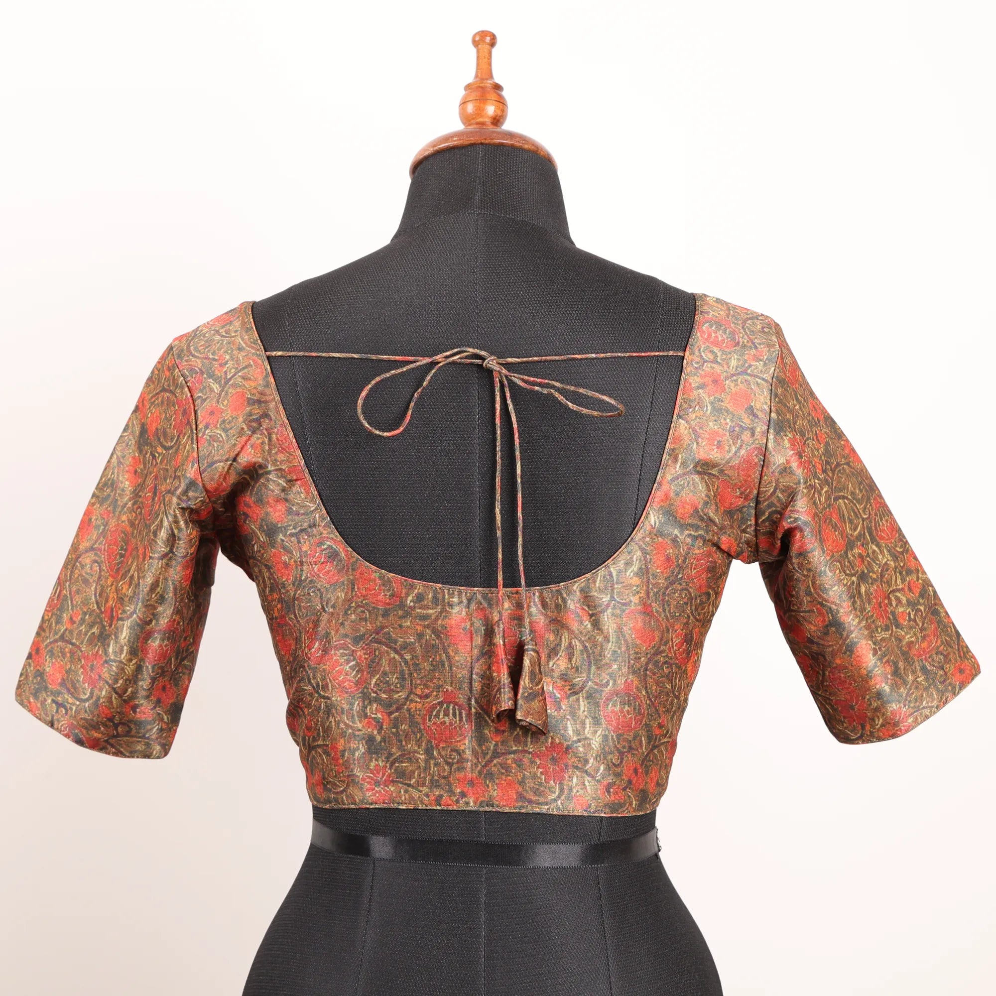 Multi Colour Silk Blouse with Round Neck - Akshayi