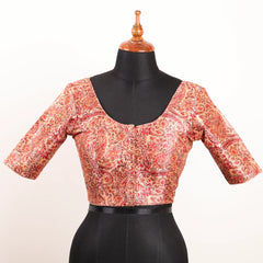 Rani & Beige Floral print Silk Blouse with Round Neck - Akshayi
