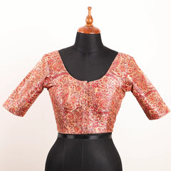 Rani & Beige Floral print Silk Blouse with Round Neck - Akshayi