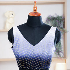 Navy Blue Sleeveless Blouse with V-Neck - Akshayi