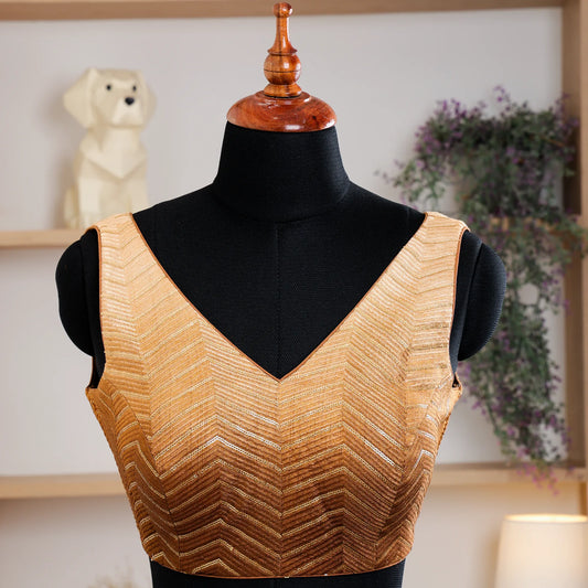Beige Sleeveless Blouse with V-Neck - Akshayi