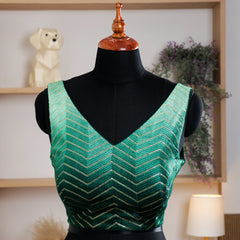 Green Sleeveless Blouse with V-Neck - Akshayi