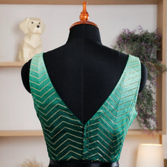 Green Sleeveless Blouse with V-Neck - Akshayi