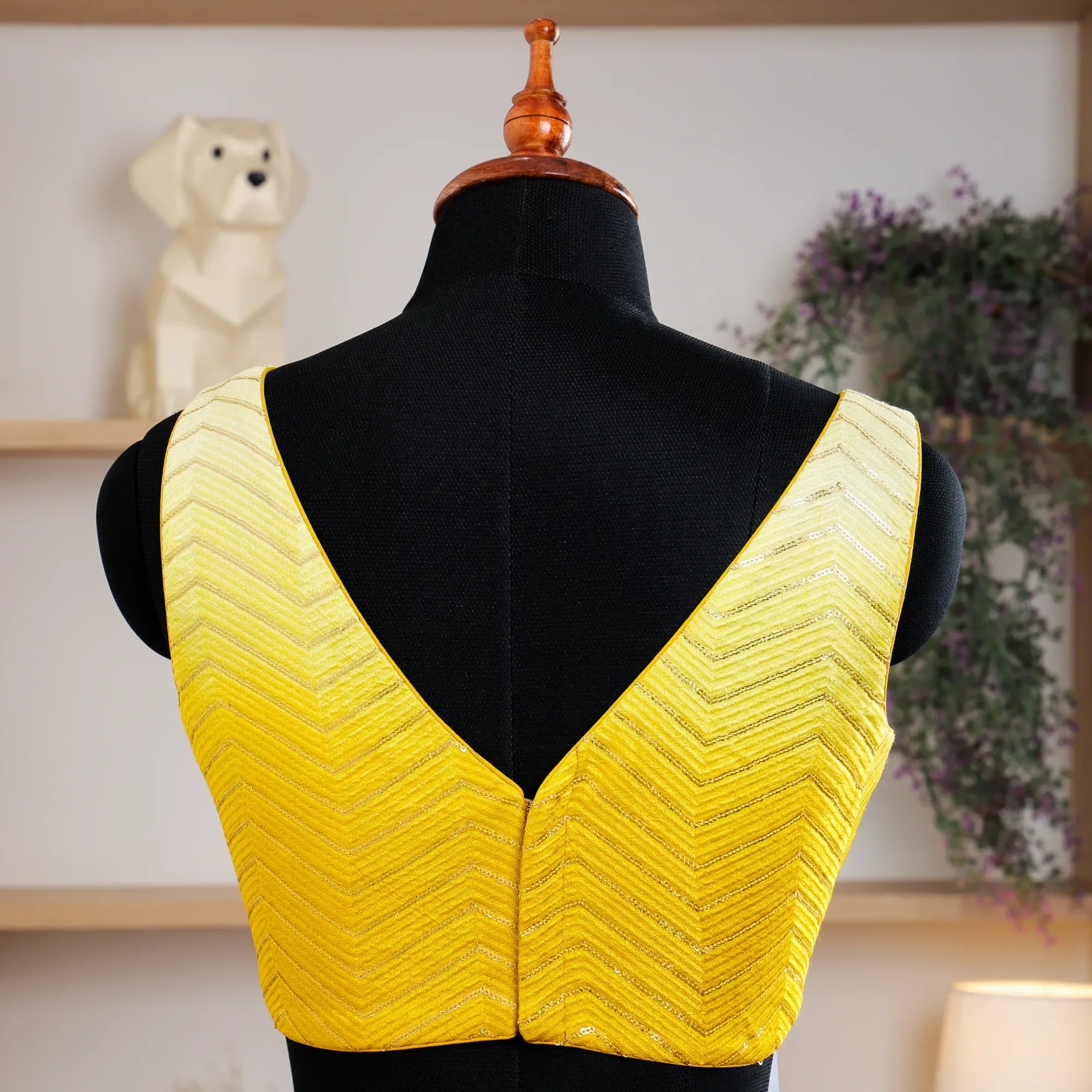 Yellow Sleeveless Blouse with V-Neck - Akshayi