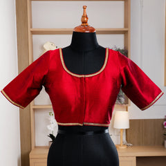 Maroon Silk Blouse with Round Neck - Akshayi